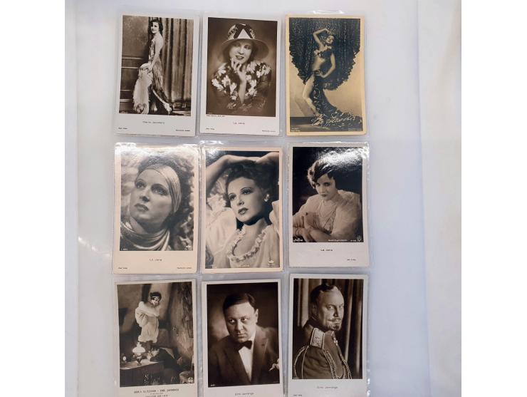 film stars extensive collection of over 1900 postcards with lot of Dietrich (283 ex.), Garbo (134 ex) etc. in 3 boxes