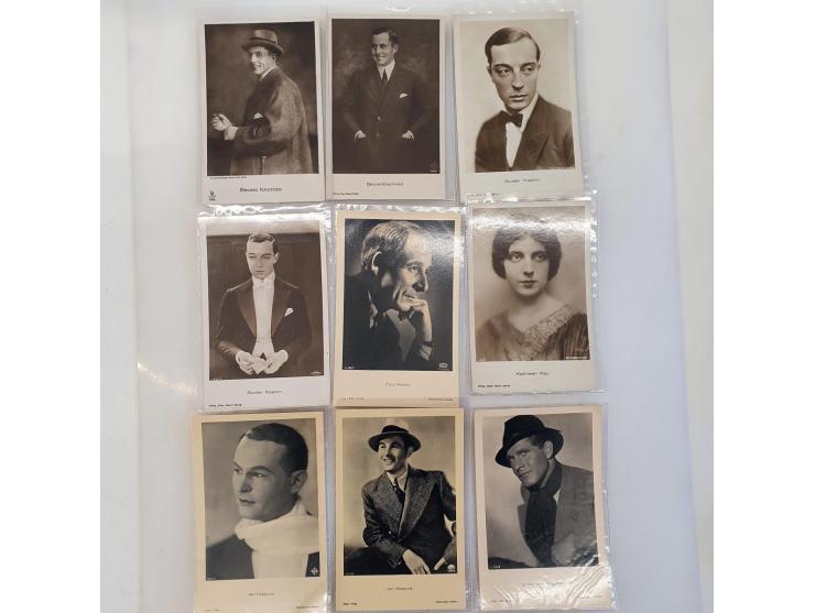 film stars extensive collection of over 1900 postcards with lot of Dietrich (283 ex.), Garbo (134 ex) etc. in 3 boxes