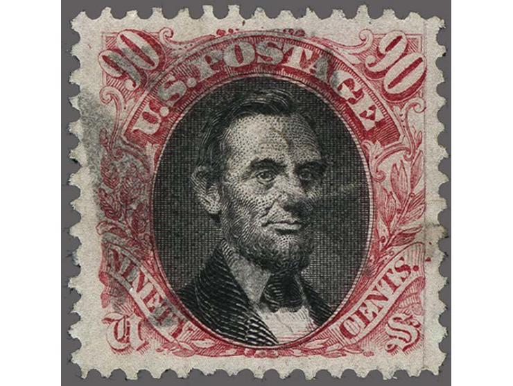 Abraham Lincoln 90 cents black and carmine, repaired at right, cat.v. $ 1700
