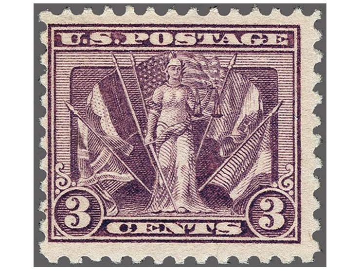 Victory 3 cents deep red violet, very fine mounted mint with 2010 PSAG certificate, cat.v. $ 1250. A very rare color shade!