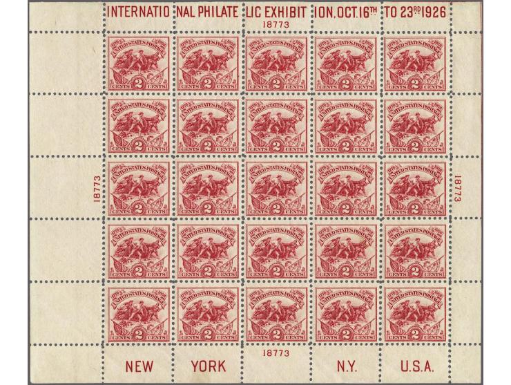 Battle of White Plains miniature sheet 25x 2 cents rose carmine with plate number 18773 and the Dot over first "S" of States 