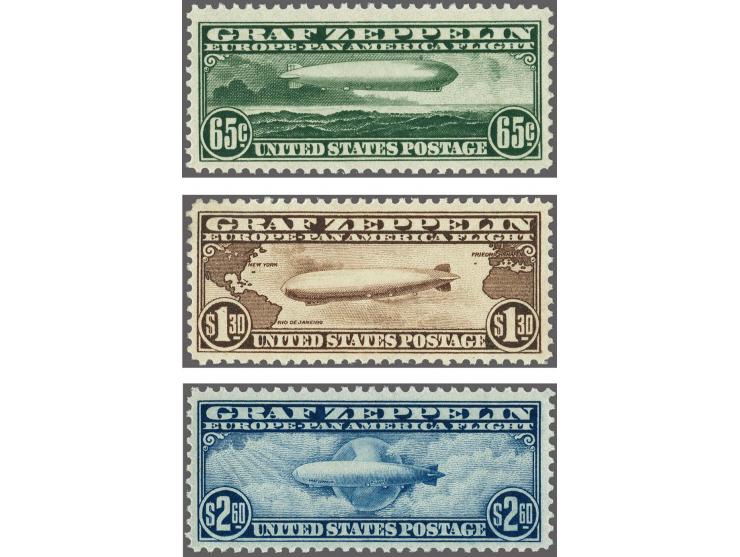 Graf Zeppelin 65 cents - 2.60 dollars, very fine unmounted mint (some wrinkles in gum), cat.v. $ 1750