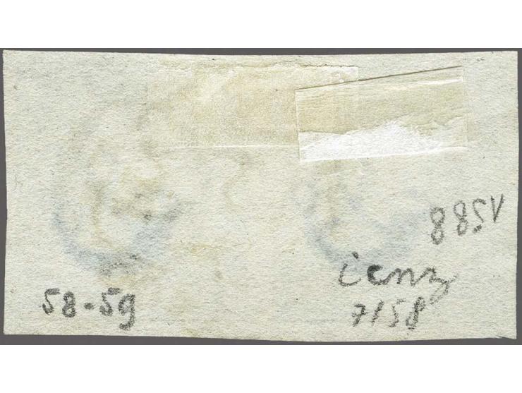 5 cent diepdonkerblauw plaat I pos. 58-59 in paar, pracht ex.