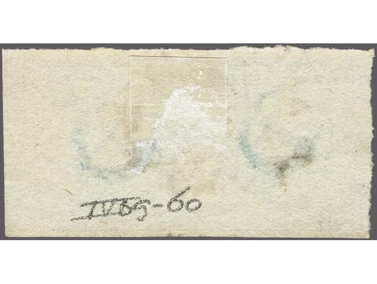 5 cent lichtblauw plaat IV pos. 59-60 in paar met velrand, pracht ex.