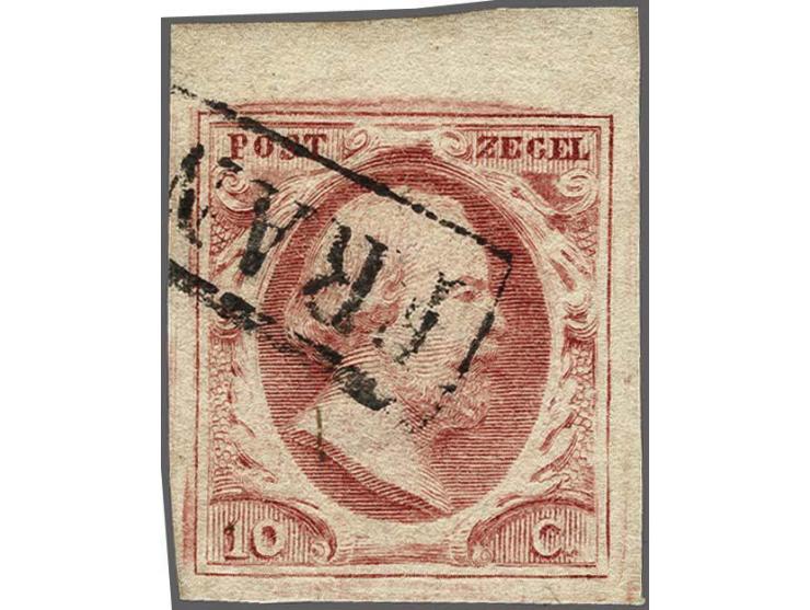 10 cent karmijnroze plaat IX pos. 28 met velrand, pracht ex.