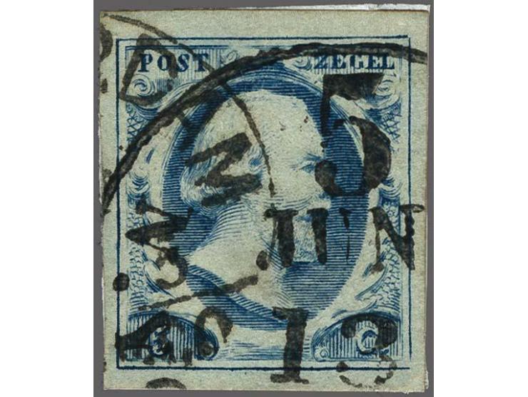 Amerikaans rondstempel New York op 5 cent blauw op fragment, pracht ex. gesigneerd Okker. Herkomst: collecties Minou Martine 