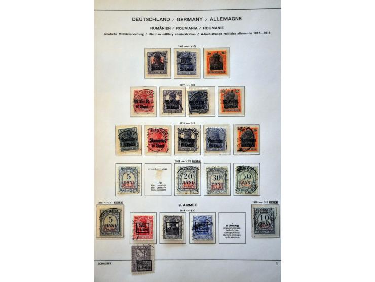 used collection including philatelic cover with a.o. Occupation Belgium Mi. nos. 22-25 on album leaves
