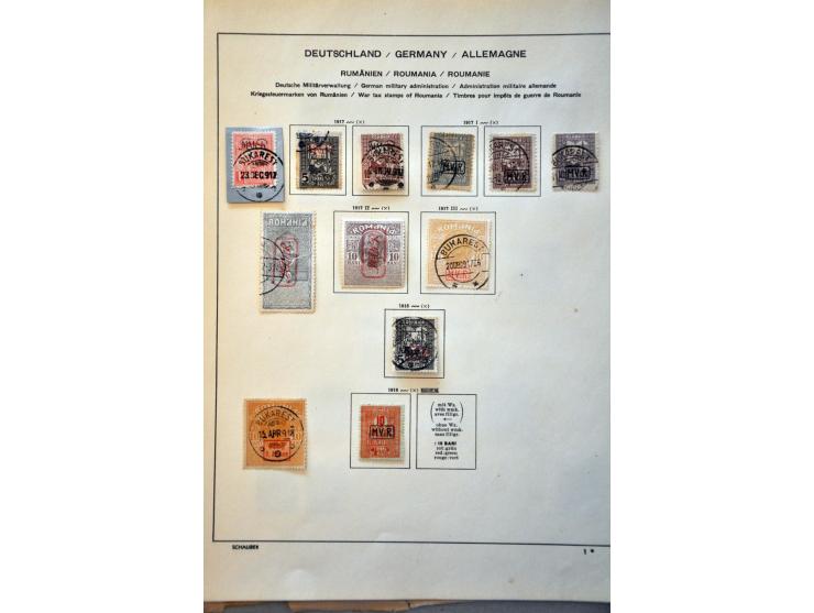 used collection including philatelic cover with a.o. Occupation Belgium Mi. nos. 22-25 on album leaves
