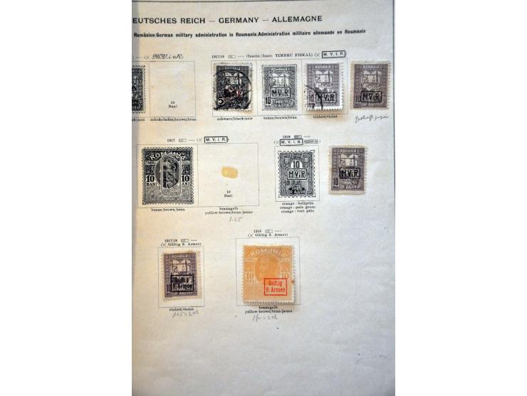 used collection including philatelic cover with a.o. Occupation Belgium Mi. nos. 22-25 on album leaves
