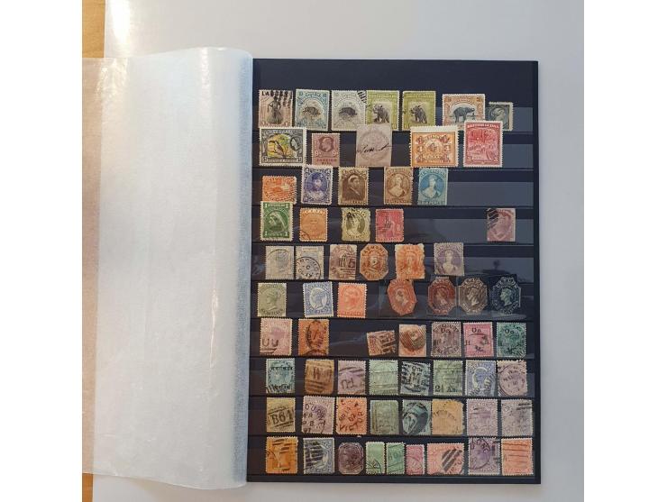 and some Great Britain, mostly classic including forgeries, revenues, etc. in mixed quality on 5 stockleaves  
