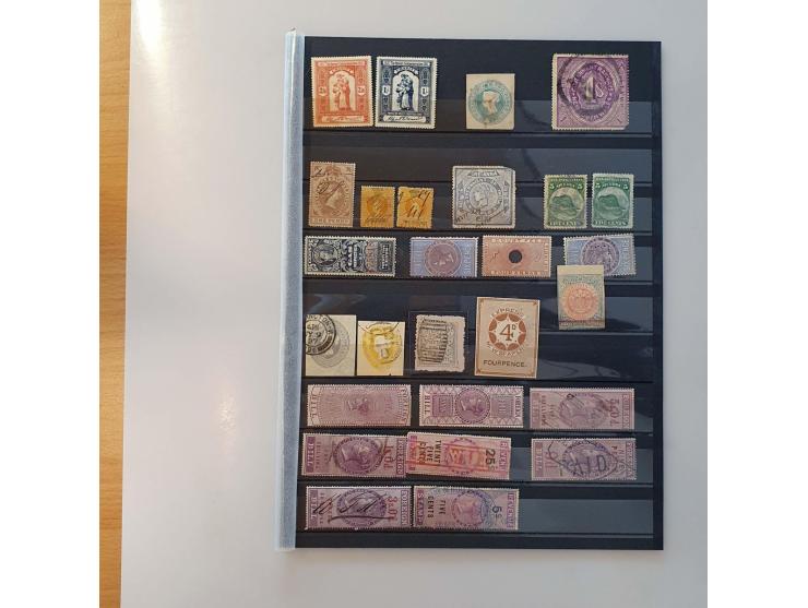 and some Great Britain, mostly classic including forgeries, revenues, etc. in mixed quality on 5 stockleaves  
