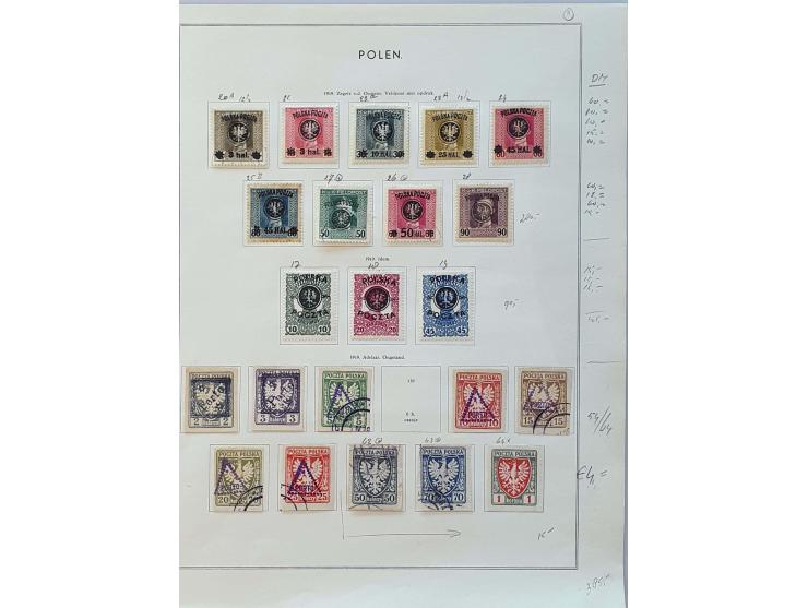 collection 1915-1957 with better material (a.o. Na Skarb, miniature sheet Mi. no. 1 etc.) on album leaves
