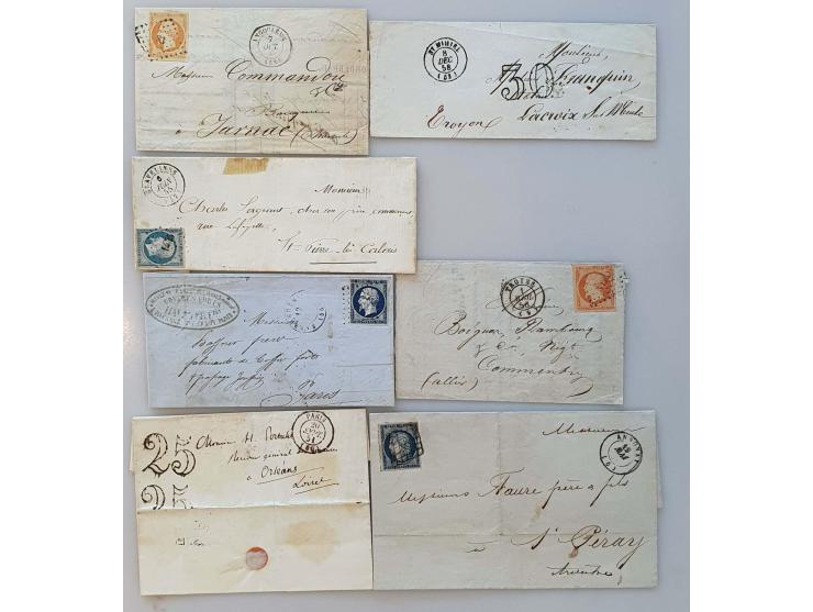 15 classic covers including Yv. nr. 24 on cover Smyrne-Naples 30-6-1864 and Yv. nr. 48 on cover Bordeaux- Barcelona 26-6-1871