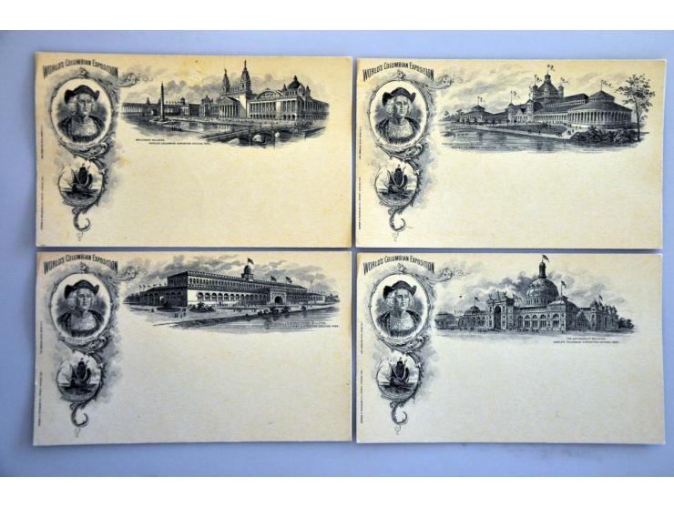 12 different illustrated postcards Scott no. UX10 to commemorate the World's Columbian Exposition 1893, fine/very fine