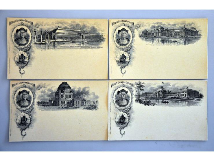 12 different illustrated postcards Scott no. UX10 to commemorate the World's Columbian Exposition 1893, fine/very fine