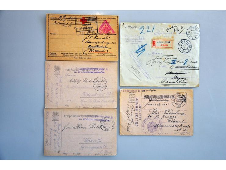 and Eastern Europe, WWI, many hundreds of (censored) cards, POW, field post, Red Cross etc. in box