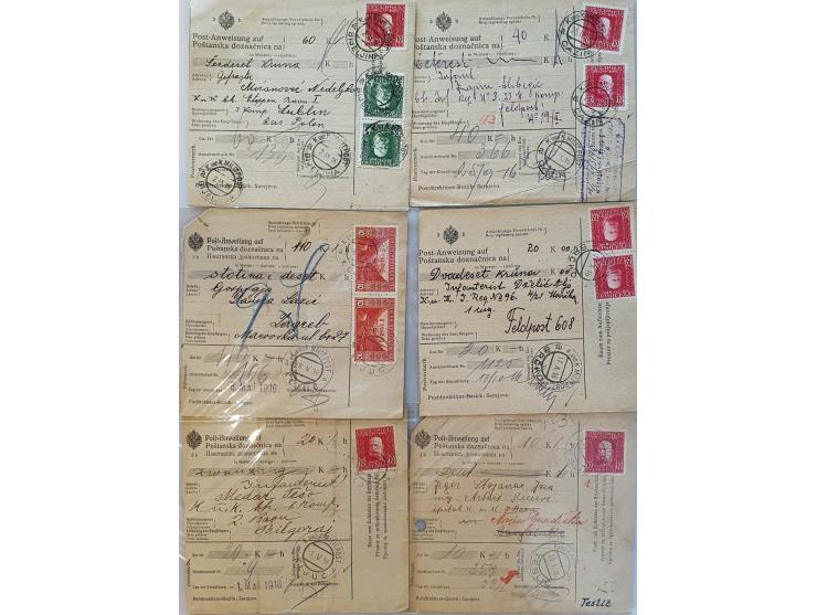 about 70 parcel cards/money orders with many better items including with Austrian postage due on reverse in album