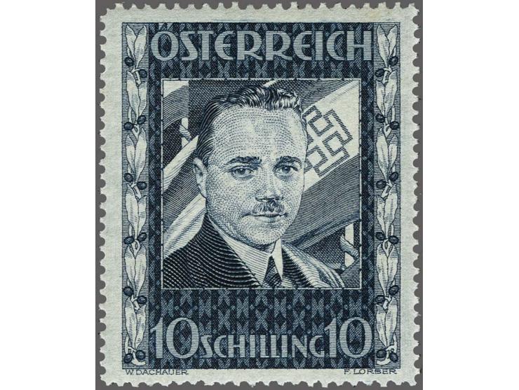 Chancellor Dolfuß 10 schilling slate blue, very fine unmounted mint with 2021 Chris Ceremuga certificate, cat.v. 1400