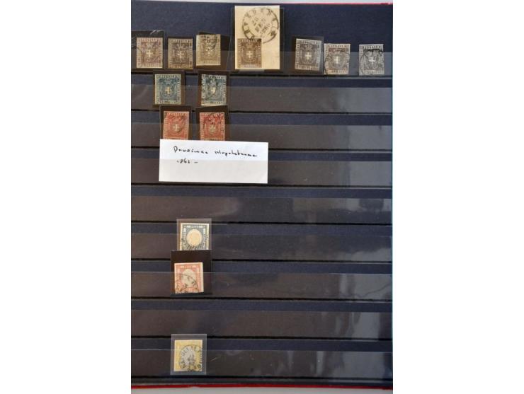 collection with better stamps including signed and forgeries in stockbook