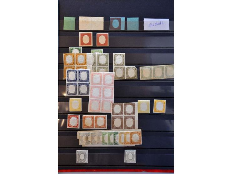 collection with better stamps including signed and forgeries in stockbook