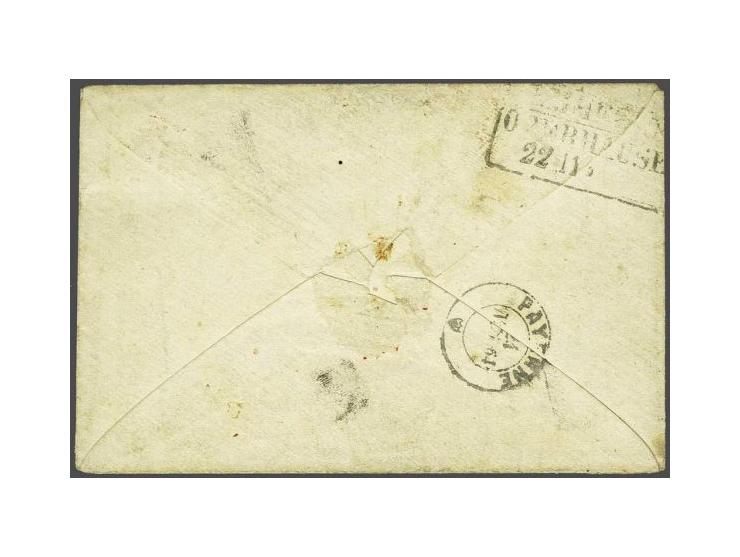 15 cent oranjegeel pos. 48 en 49 en emissie 1864 5 cent blauw Utrechtse druk plaat II op kleinformaat envelop van Eindhoven 2