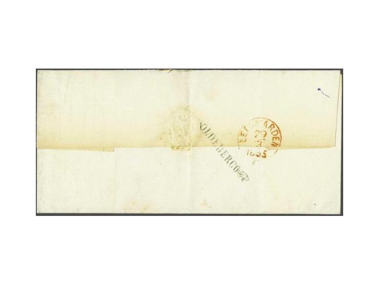 Heerenveen A (Ey 75) mooi en volledig op 5 cent donkerblauw plaat III op briefomslag van Oldebercoop (langstempel achterzijde