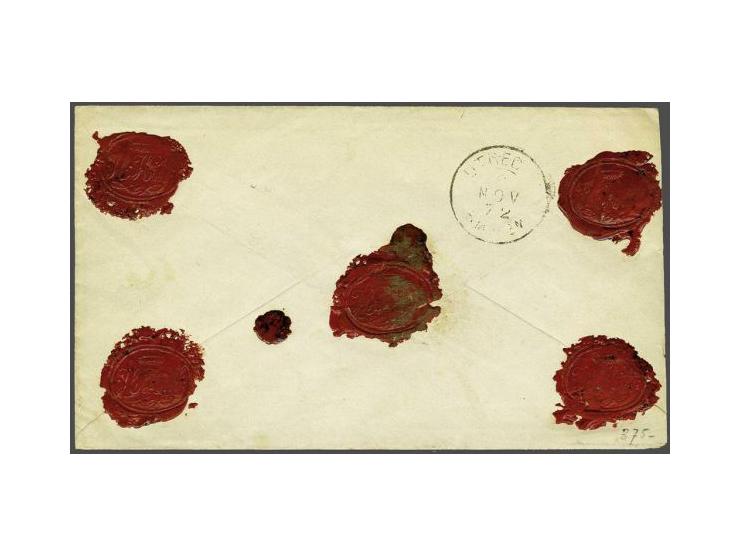 15 cent oranjebruin type II tanding 13¼ x 14 kleine gaten op kleinformaat aangetekende envelop van Vriesenveen via Almelo 8-1