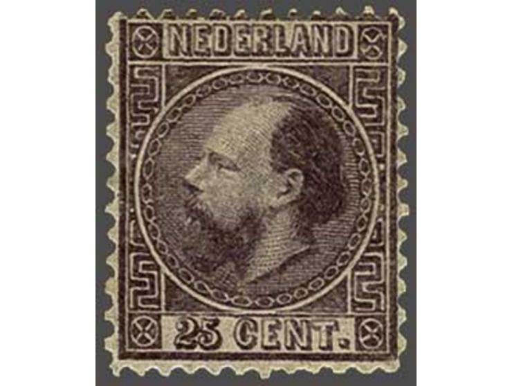 25 cent donkerviolet type II tanding 13¾ x 11¾, vrijwel pracht ex. met originele gom en grote plakkerrest, cat.w. 3300