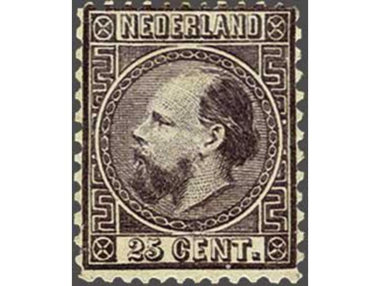 25 cent donkerviolet type I tanding 12¾ x 11¼, (vrijwel) pracht ex. met certificaat Vleeming 2020: Gom origineel met grote pl