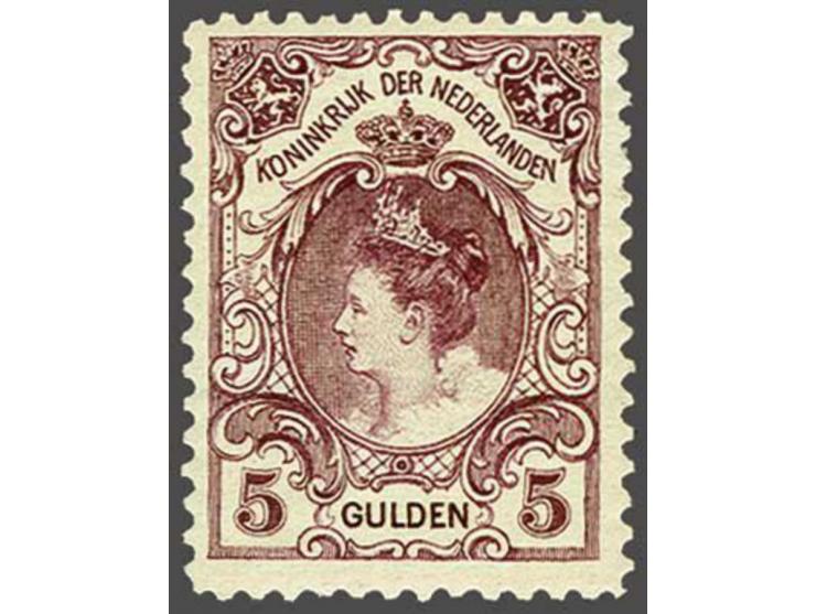 5 gulden wijnrood tanding 11 met miniem plakkerspoortje, cat.w. 270