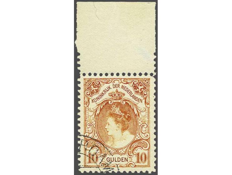 10 gulden oranje met bovenvelrand, pracht ex. met certificaat NKD 2016, cat.w. 750+