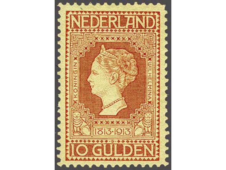 10 gulden roodoranje op geel, pracht ex. met certificaat NKD 2018, cat.w. 950