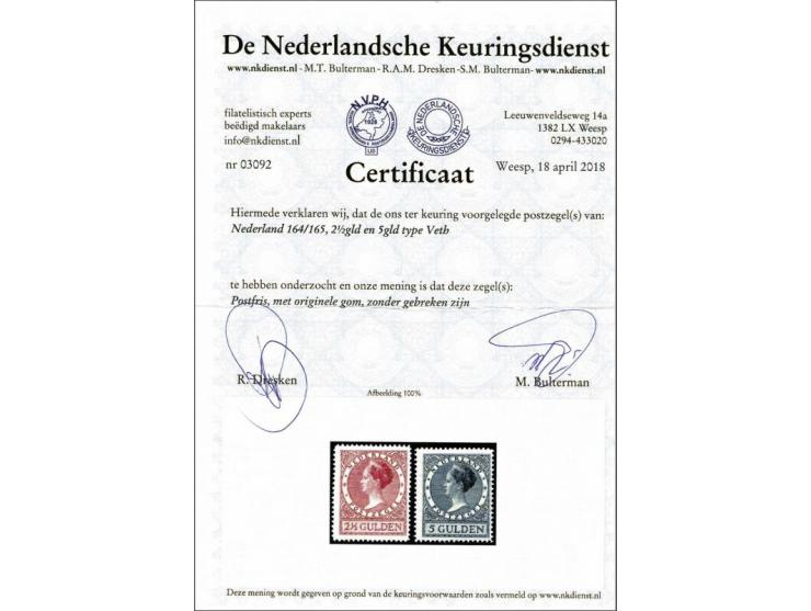 2½ en 5 gulden tanding 12½ met certificaat NKD 2018, cat.w. 615