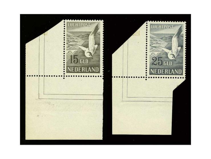 Meeuwen 15 en 25 gulden beide met hoekvelrand met certificaat Muis 2006, cat.w. 600