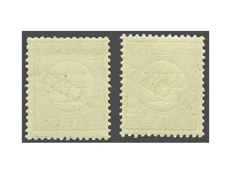 Opruimingsuitgifte 3 en 50 cent op 1 gulden blauw en rood type III met certificaat Vleeming 2018 (beide zegels origineel veze