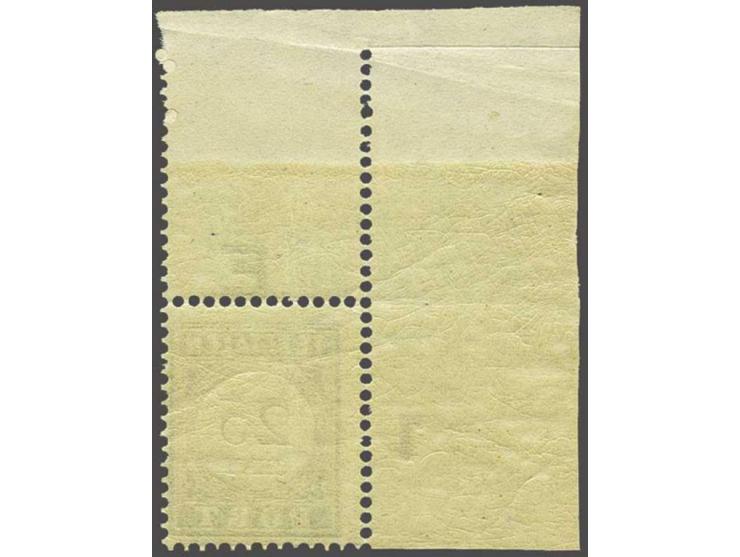 25 cent lichtblauw met hoekvelrand met certificaat NKD 2015, centrering zie foto, cat.w. 475
