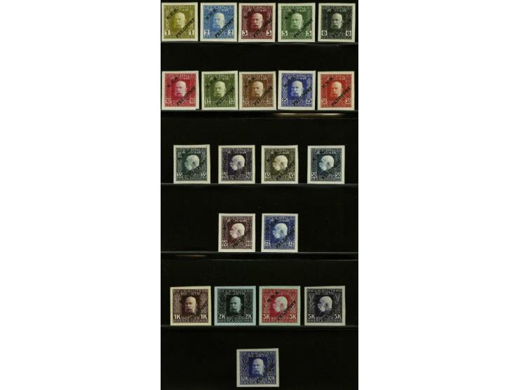 Fieldpost. Franz Joseph 1 heller - 10 kronen with variety Imperforated, very fine mounted mint and high values signed Mikulsk