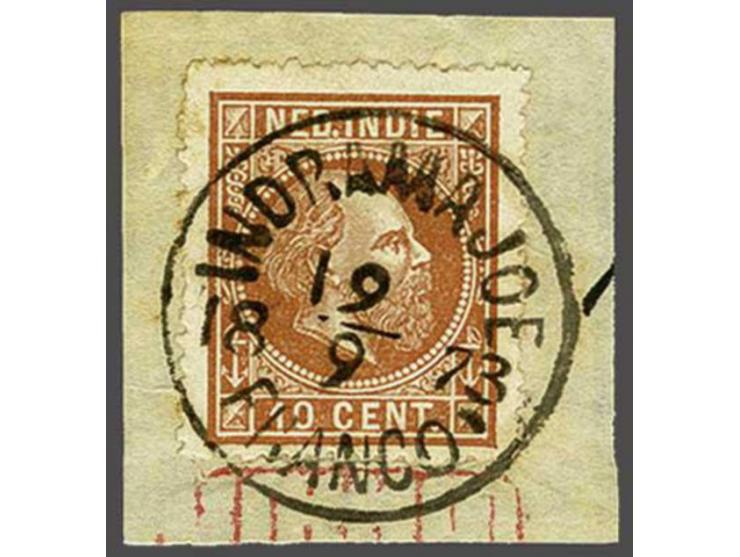 Indramajoe type B (Voerman 100) volledig op emissie 1870 10 cent op briefstukje, pracht ex.