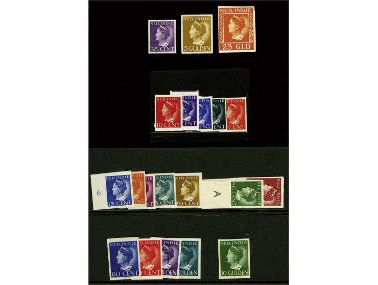 Van Konijnenburg 10 cent (in 5 kleuren) t/m 25 gulden, ongetand, PC 227a/227e en 228/242, pracht ex., cat.w. 830