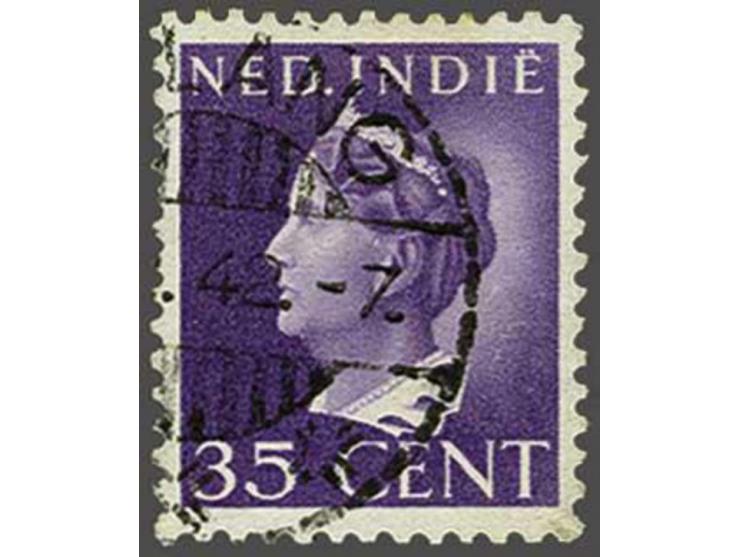 Van Konijnenburg 35 cent paars, rechts onder hoektandje gerepareerd (niet op cert. vermeld), met deel stempel Malang en certi