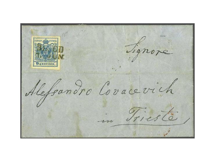 Forerunner. Austrian Coat of Arms 9 Kreuzer 1850 tied with black two line date stamp 'BROOD 7. JUN' on 1856 entire letter fro