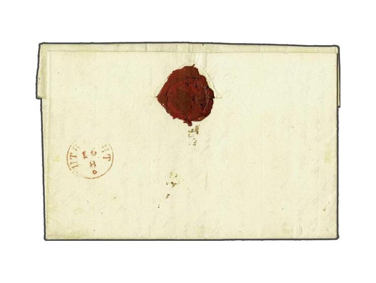 Complete frisse brief van Etablissement Groningen 4-7-1844 naar Amerongen met cursief stempel Posterij Suriname in zwart (pra
