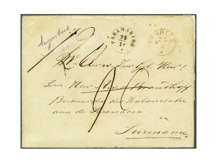 Incoming Mail. Briefomslag met complete inhoud van Zwolle 23-8-1848 naar Etablissement Groningen met rondstempel Zwolle 23-8,