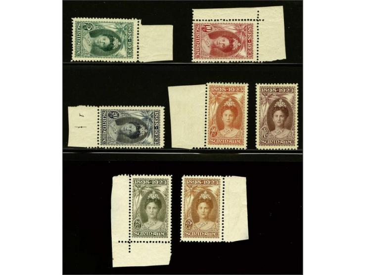 Jubileum 1923 5 cent t/m 5 gulden meest met velrand, nr. 108 originele gomloze veeg, cat.w. 675