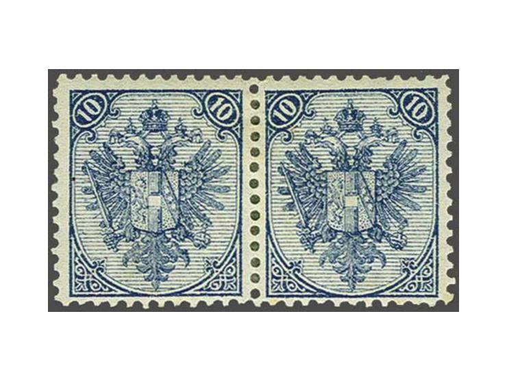 Coat of Arms 10 kreuzer blue lithographic printing perforated 11½ in pair, very fine mounted mint, cat.v. 550+