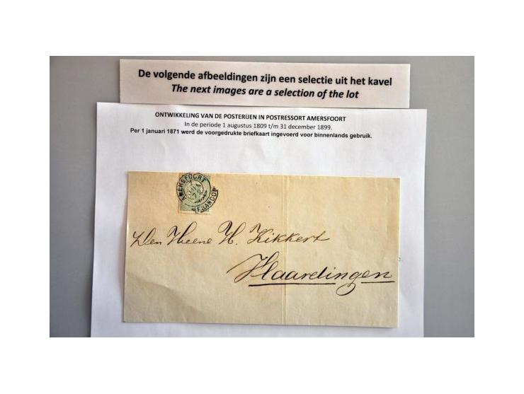 postgeschiedenis Amersfoort en omgeving 1814-1900 (ca. 120 ex.) w.b. o.a. emissies 1864, 1867 en 1872 op poststuk, punt- (nrs
