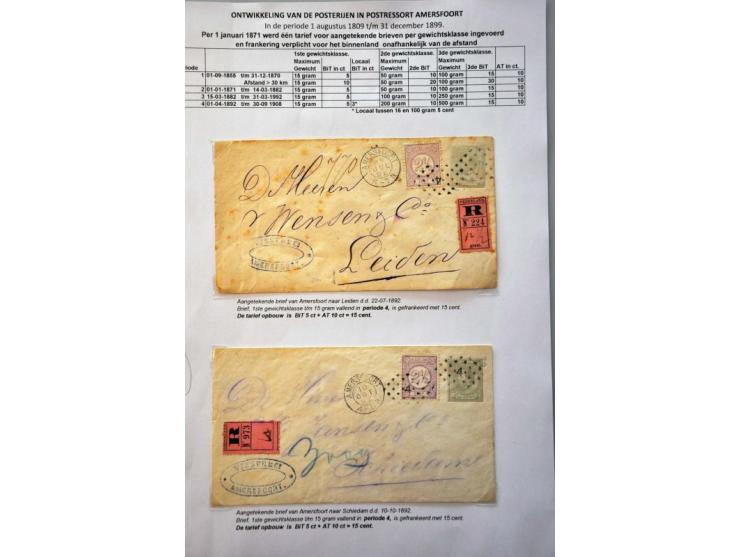 postgeschiedenis Amersfoort en omgeving 1814-1900 (ca. 120 ex.) w.b. o.a. emissies 1864, 1867 en 1872 op poststuk, punt- (nrs