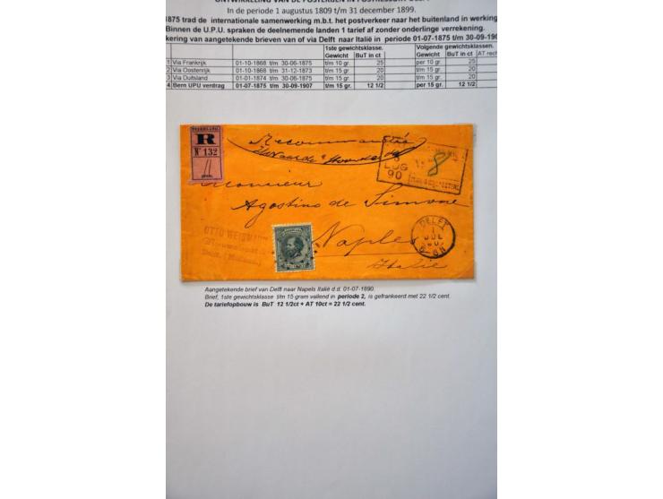 postgeschiedenis Delft en omgeving 1789-1900 (ca. 115 ex.) w.b. o.a. emissies 1864 en 1867 op brief, 2x nr. 1 met halfrond-fr