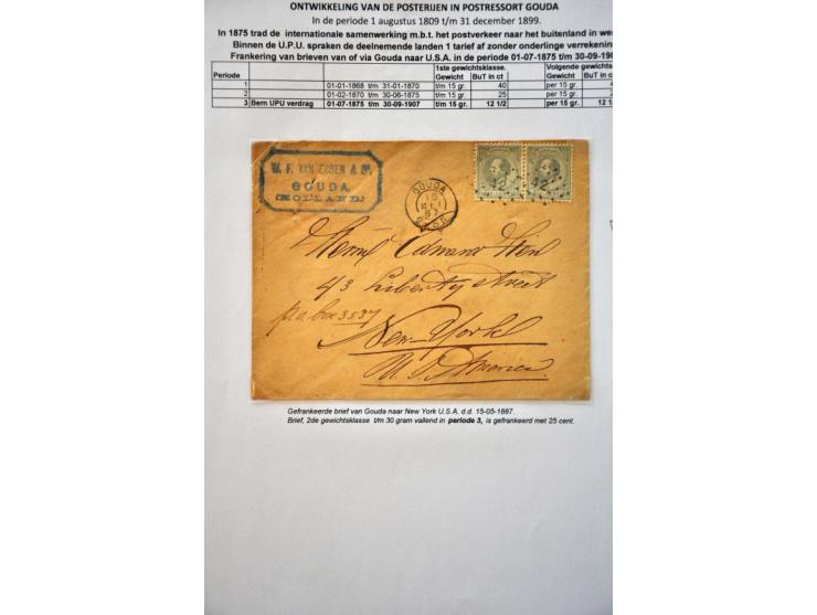 postgeschiedenis Gouda en omgeving tot ongeveer 1900 (ca. 110 ex.) met o.a. voorfilatelie (w.b. 2x posthoorn), 1e, 2e en 3e e