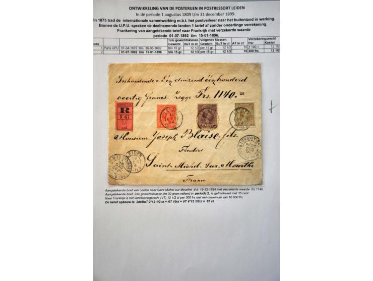 postgeschiedenis Leiden en omgeving tot ca. 1900 (ca. 220 ex) w.b. o.a. veel voorfilatelie, buitenlandse bestemmingen, expedi